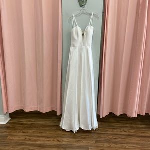 La Femme White straight dress with Cape